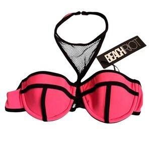 Beach Riot Watermelon Mesh Halter Neck Bikini Top XS Vacation